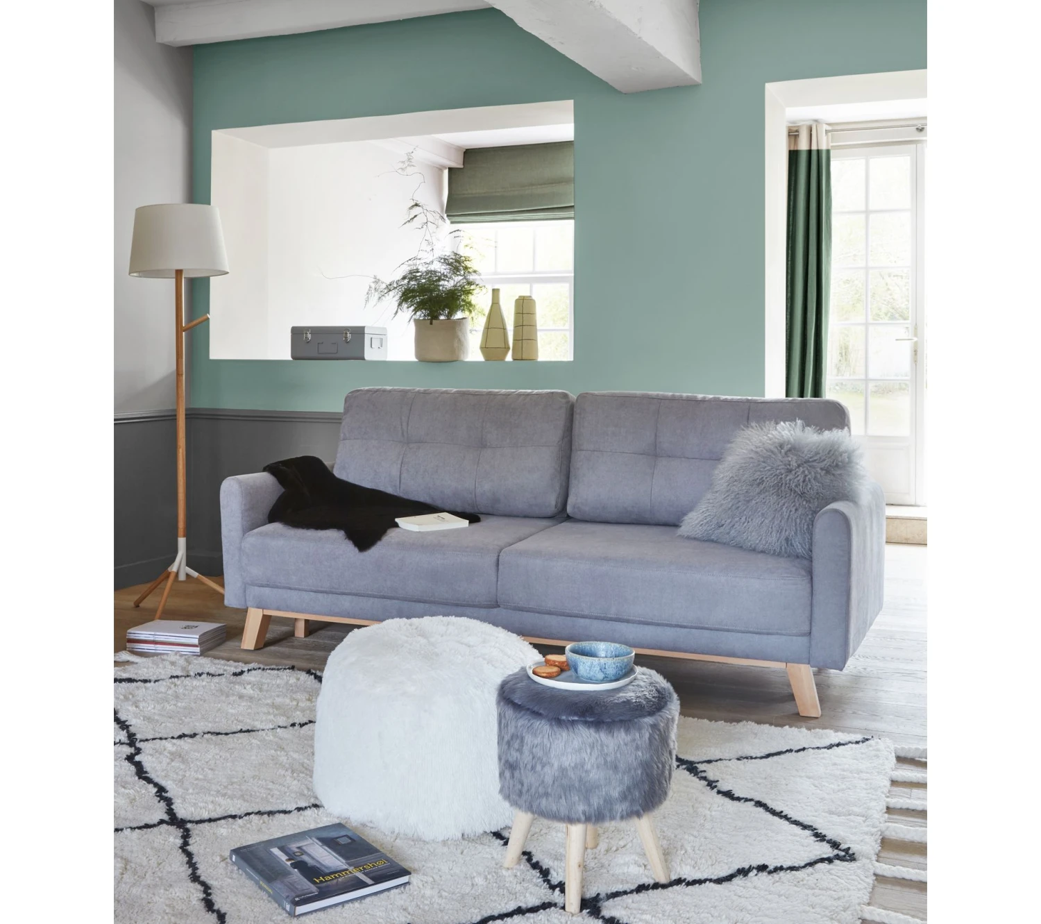 Bon marché ❤️ LINEA NATURA Pouf Ø 30 cm SNOW Gris ⌛ 3 Bon marché ❤️ LINEA NATURA Pouf Ø 30 cm SNOW Gris ⌛