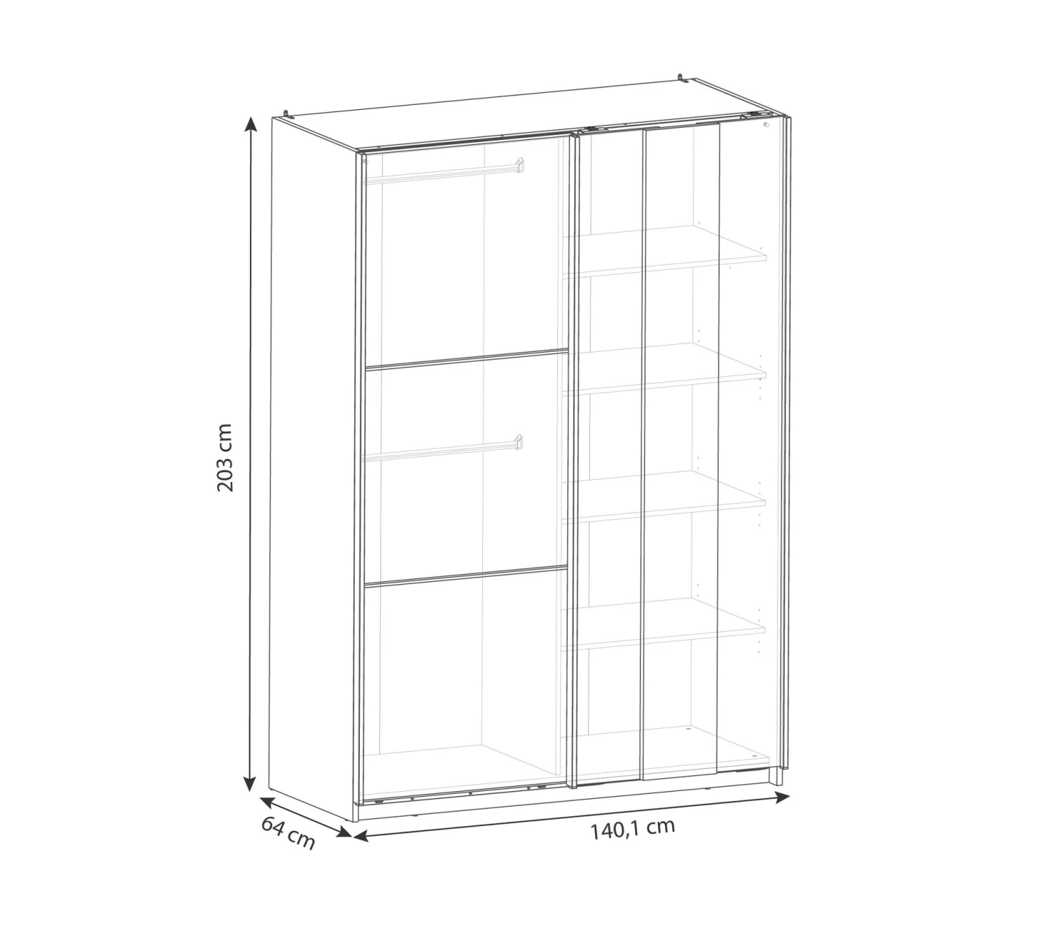 De gros 👏 LINEA NATURA Armoire 2 portes coulissantes L.140 cm HEVA imitation chêne et blanc 🌟 9 De gros 👏 LINEA NATURA Armoire 2 portes coulissantes L.140 cm HEVA imitation chêne et blanc 🌟 – Image 7