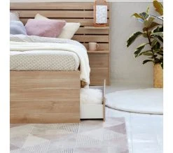 Meilleure affaire ⌛ LINEA NATURA Lit 140x190 cm avec tablettes réversibles ESCALE imitation chêne 💯 -Linea Natura Soldes Boutique 3480940293699 AMB3