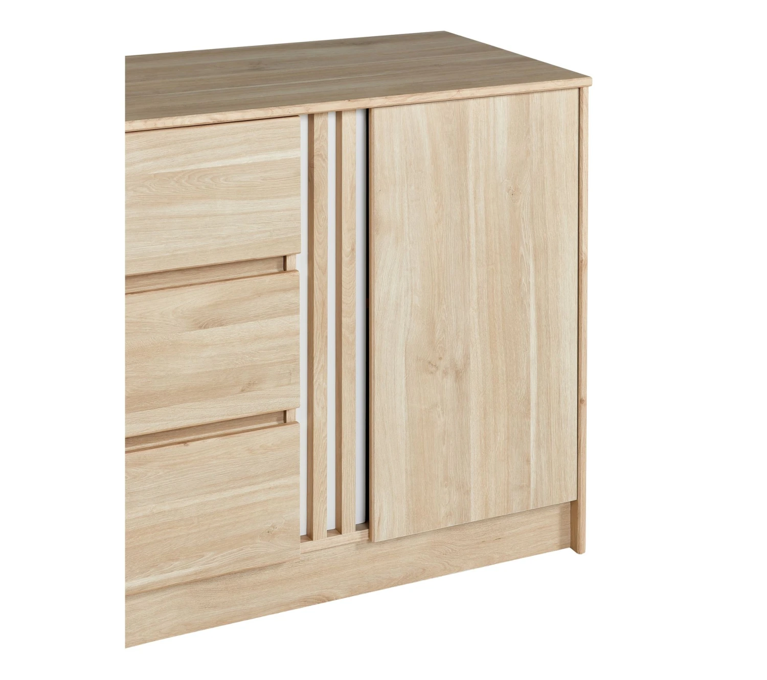 Nouveau 😀 LINEA NATURA Commode 3 tiroirs 1 porte ESCALE imitation chêne ✨ 8 Nouveau 😀 LINEA NATURA Commode 3 tiroirs 1 porte ESCALE imitation chêne ✨ – Image 6
