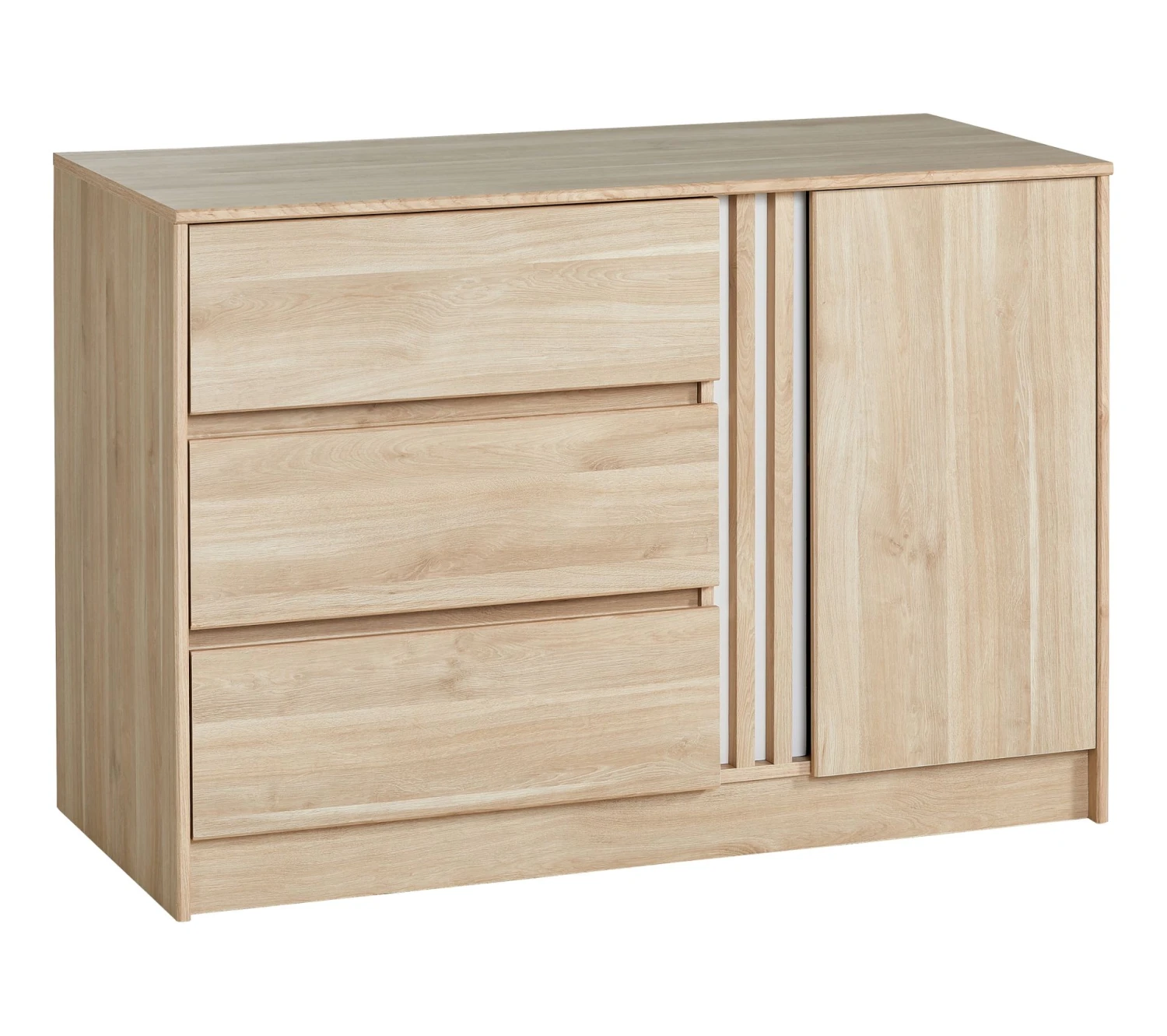 Nouveau 😀 LINEA NATURA Commode 3 tiroirs 1 porte ESCALE imitation chêne ✨ 5 Nouveau 😀 LINEA NATURA Commode 3 tiroirs 1 porte ESCALE imitation chêne ✨ – Image 3