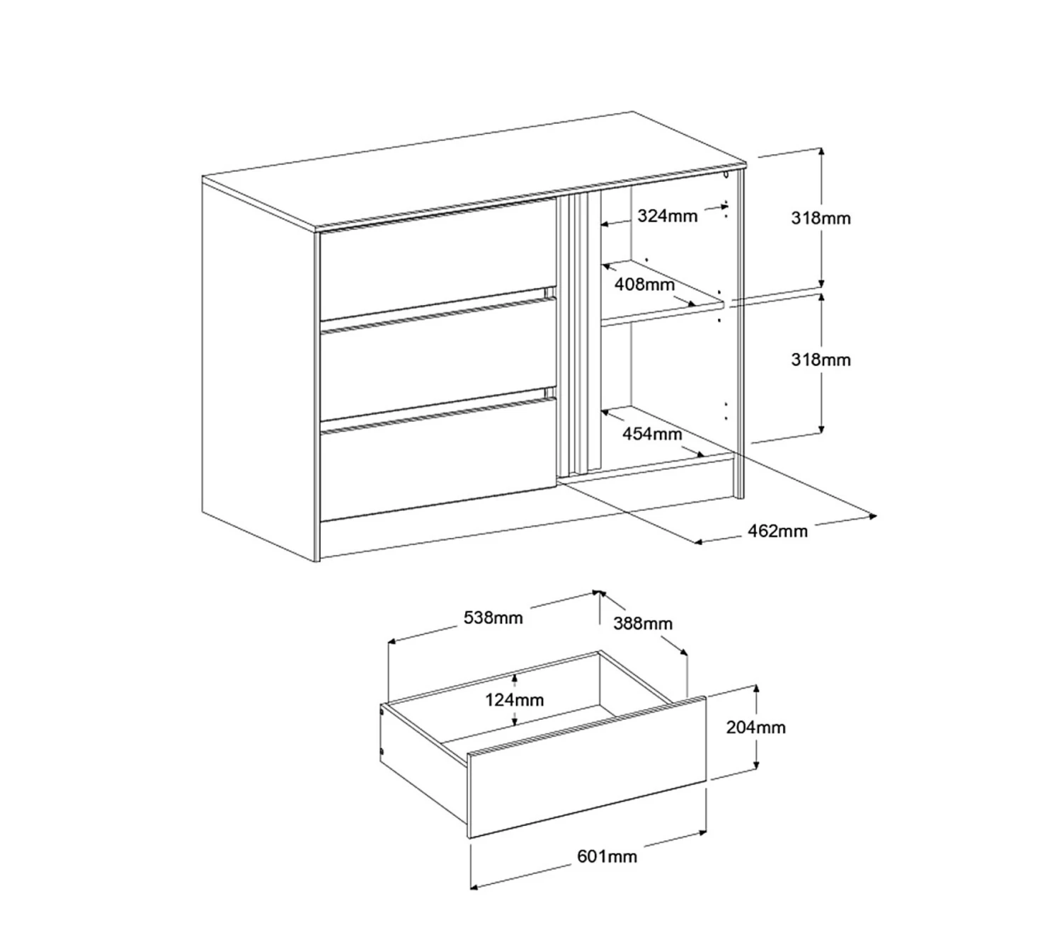 Nouveau 😀 LINEA NATURA Commode 3 tiroirs 1 porte ESCALE imitation chêne ✨ 10 Nouveau 😀 LINEA NATURA Commode 3 tiroirs 1 porte ESCALE imitation chêne ✨ – Image 8
