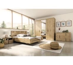 Meilleure vente ⌛ LINEA NATURA Lit 160x200 cm CONFIDENCE imitation chêne 🥰