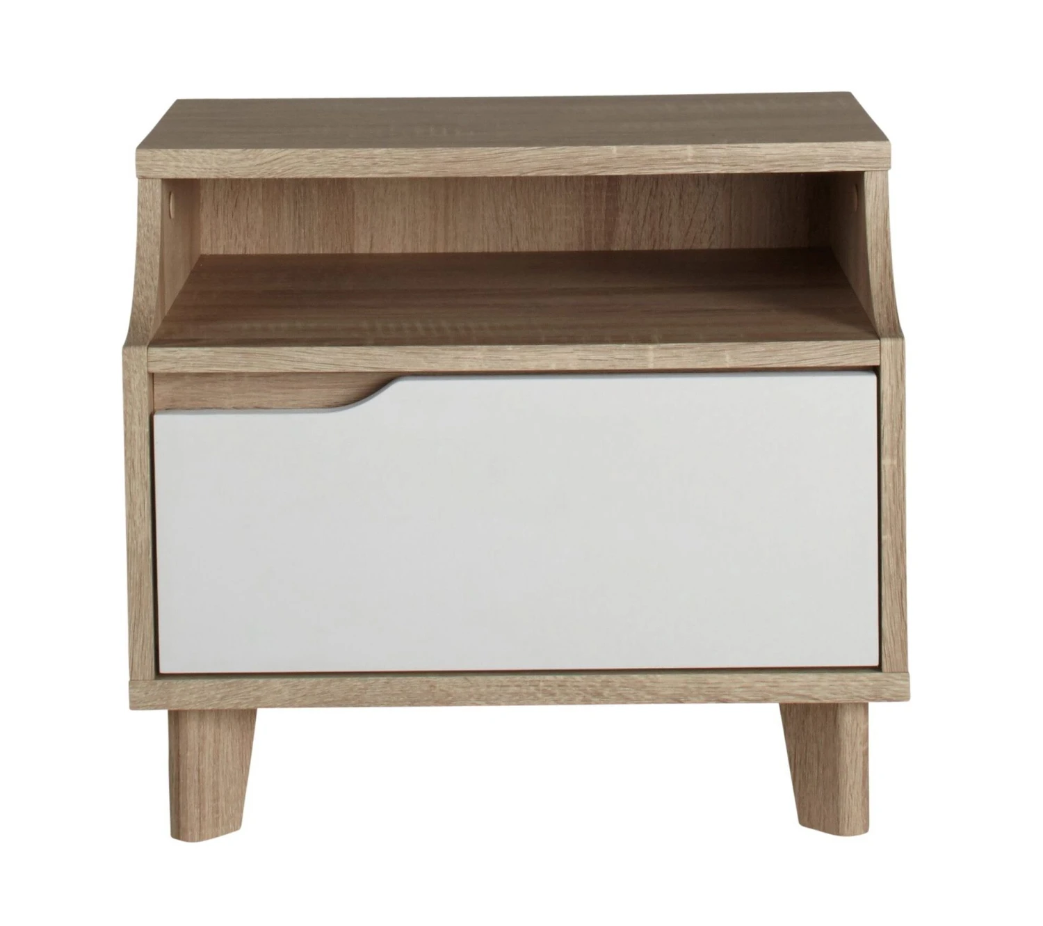 Nouveau 😉 LINEA NATURA Chevet 1 tiroir 1 niche Nordic imitation chêne et blanc 🔥 4 Nouveau 😉 LINEA NATURA Chevet 1 tiroir 1 niche Nordic imitation chêne et blanc 🔥 – Image 2