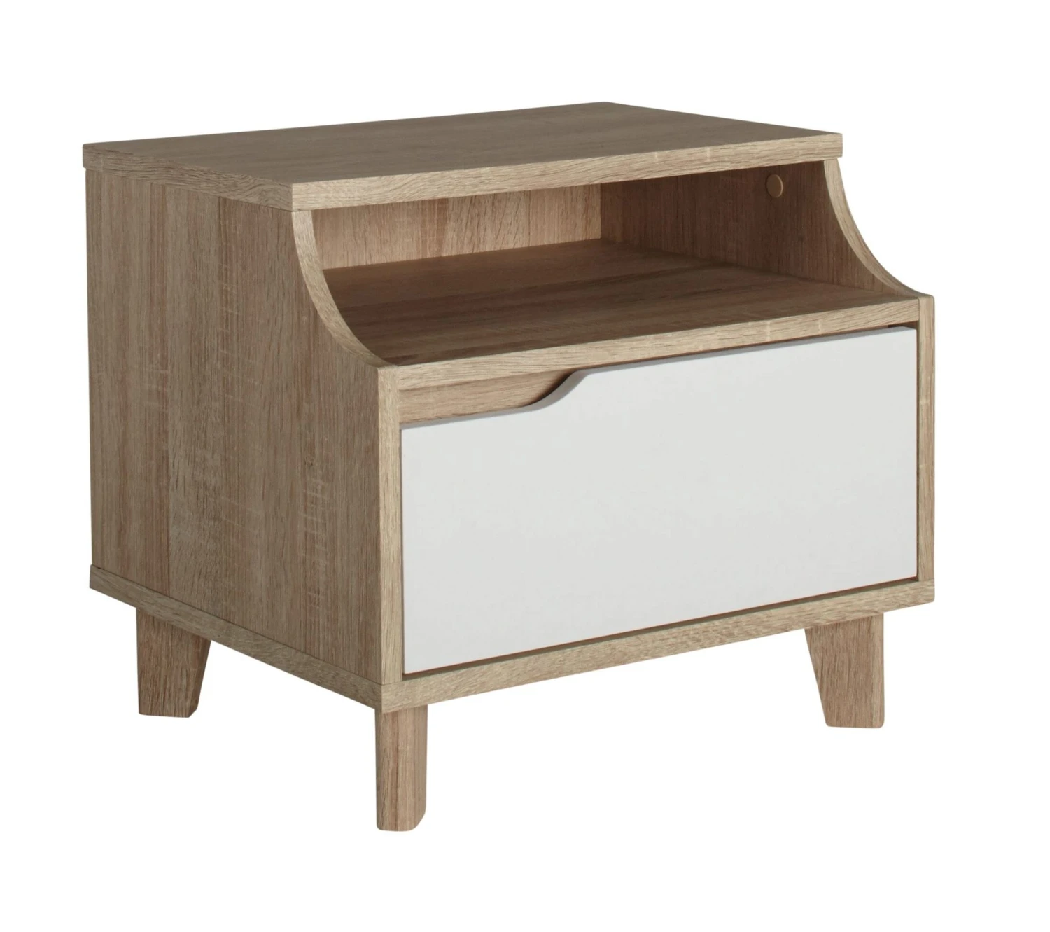 Nouveau 😉 LINEA NATURA Chevet 1 tiroir 1 niche Nordic imitation chêne et blanc 🔥 5 Nouveau 😉 LINEA NATURA Chevet 1 tiroir 1 niche Nordic imitation chêne et blanc 🔥 – Image 3