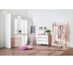 Tout neuf ⭐ LINEA NATURA Commode 3 tiroirs Nordic imitation chêne et blanc ⭐