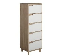 Meilleur prix 💯 LINEA NATURA Chiffonnier 5 tiroirs Nordic imitation chêne et blanc 👏 -Linea Natura Soldes Boutique 4894223196147 Q