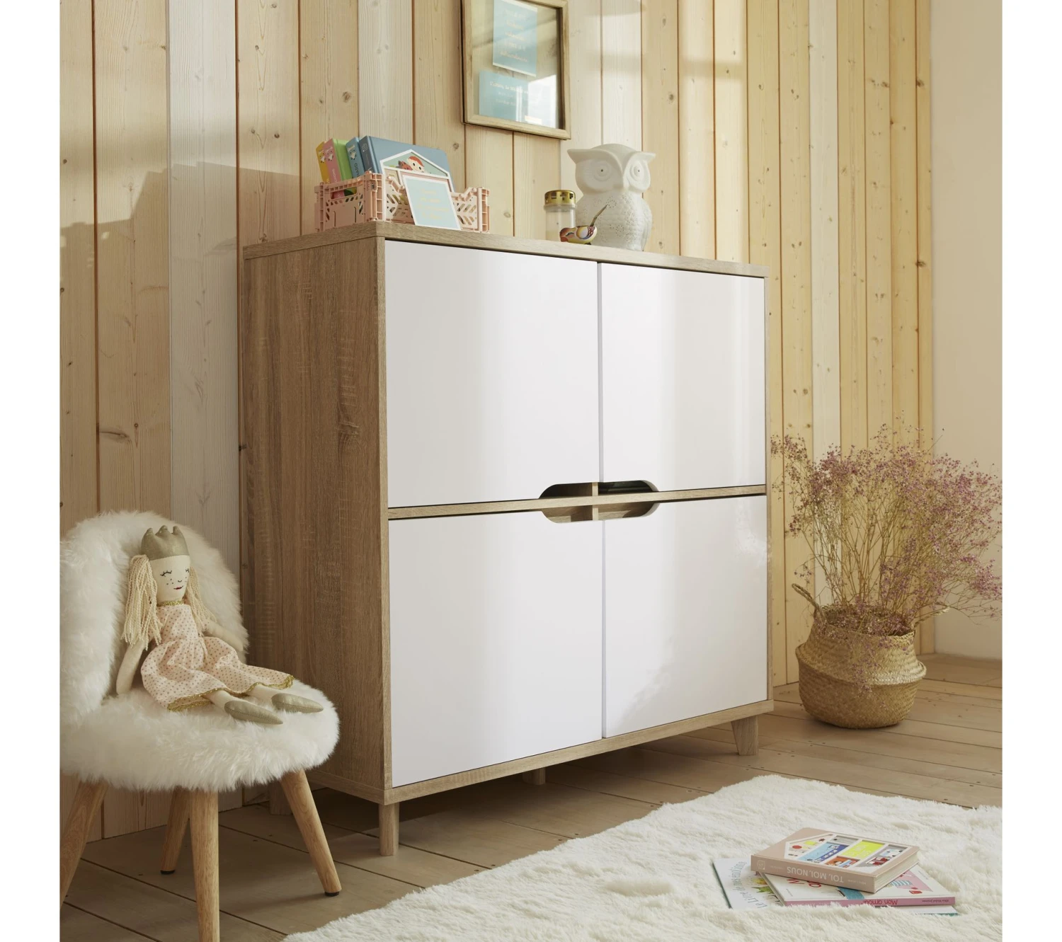 Tout neuf ✨ LINEA NATURA Rangement 4 portes Nordic imitation chêne et blanc 🎁 9 Tout neuf ✨ LINEA NATURA Rangement 4 portes Nordic imitation chêne et blanc 🎁 – Image 8