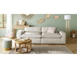 Le moins cher ❤️ LINEA NATURA Canapé 4 places plume FEATHER tissu sable 👏