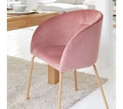 Grosses soldes 🌟 LINEA NATURA Fauteuil velours MELISSA rose ⌛