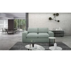 Remise 👍 LINEA NATURA Canapé 2 places plumes FEATHER tissu aqua 🛒