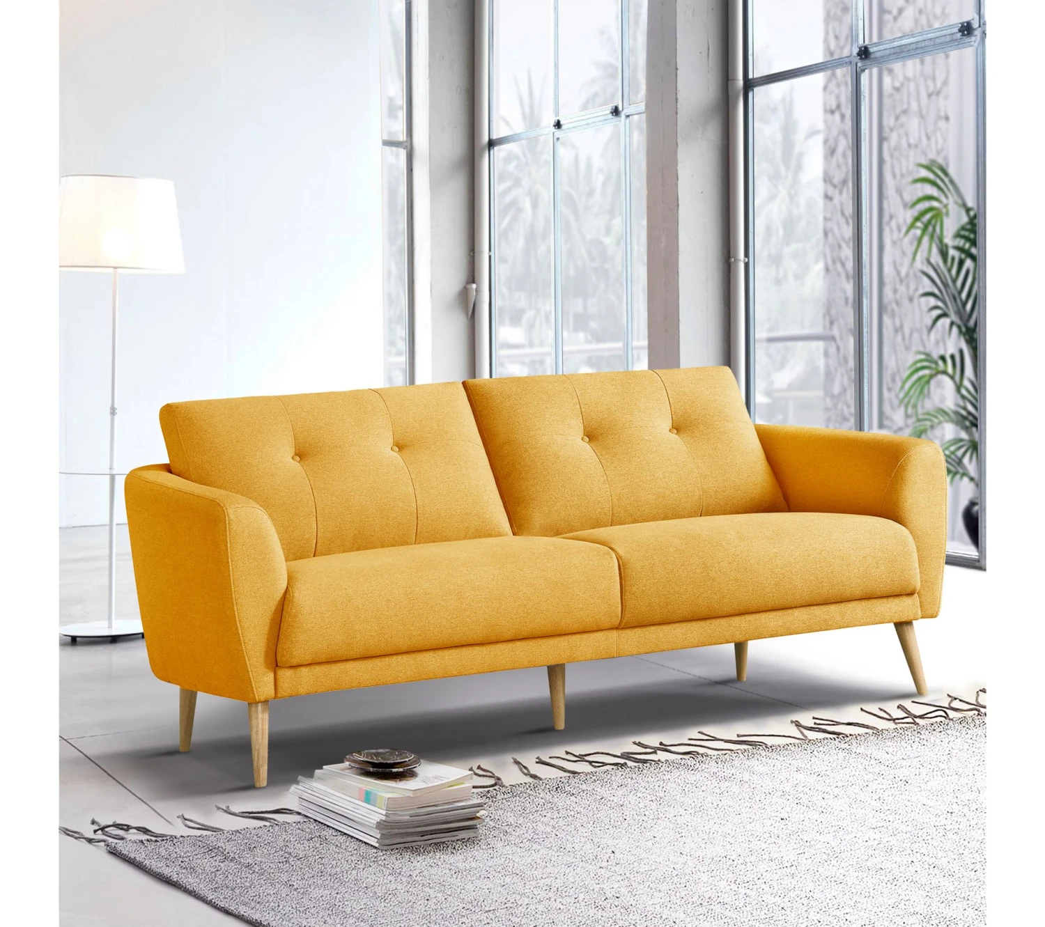 Vente flash ⌛ LINEA NATURA Canapé 3 places ZOE II tissu jaune ✨ 3 Vente flash ⌛ LINEA NATURA Canapé 3 places ZOE II tissu jaune ✨