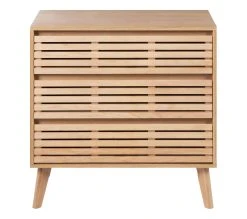 Meilleur prix â LINEA NATURA Commode 3 tiroirs JALOUSIE imitation frêne đ