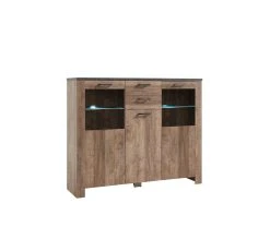 Acheter ⌛ LINEA NATURA Buffet haut L.172 ANVERS imitation chêne vieilli/ béton ⌛ -Linea Natura Soldes Boutique 5901730931044 Q