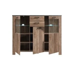 Acheter ⌛ LINEA NATURA Buffet haut L.172 ANVERS imitation chêne vieilli/ béton ⌛ -Linea Natura Soldes Boutique 5901730931044 Z2