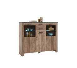 Acheter ⌛ LINEA NATURA Buffet haut L.172 ANVERS imitation chêne vieilli/ béton ⌛ -Linea Natura Soldes Boutique 5901730931044 Z5