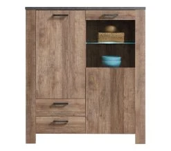 Coupon ❤️ LINEA NATURA Buffet haut L.122 ANVERS imitation chêne vieilli/béton 😍