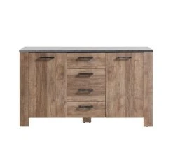 Top 10 ✨ LINEA NATURA Buffet 2 portes 4 tiroirs ANVERS chêne vieilli/ béton ⌛