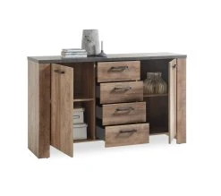 Top 10 ✨ LINEA NATURA Buffet 2 portes 4 tiroirs ANVERS chêne vieilli/ béton ⌛ -Linea Natura Soldes Boutique 5901730931075 VO