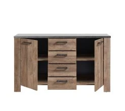 Top 10 ✨ LINEA NATURA Buffet 2 portes 4 tiroirs ANVERS chêne vieilli/ béton ⌛ -Linea Natura Soldes Boutique 5901730931075 Z2