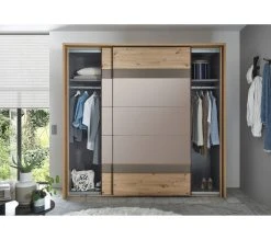 Vente flash 🥰 LINEA NATURA Armoire 2 portes coulissantes L.225 cm PRESTIGE imitation chêne artisan ⭐ -Linea Natura Soldes Boutique 5901738032088 AMB3