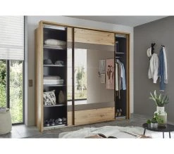 Vente flash 🥰 LINEA NATURA Armoire 2 portes coulissantes L.225 cm PRESTIGE imitation chêne artisan ⭐ -Linea Natura Soldes Boutique 5901738032088 AMB4