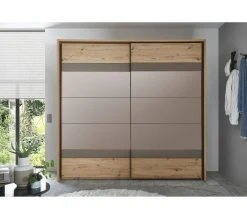 Vente flash 🥰 LINEA NATURA Armoire 2 portes coulissantes L.225 cm PRESTIGE imitation chêne artisan ⭐ -Linea Natura Soldes Boutique 5901738032088 AMB5