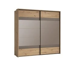 Vente flash 🥰 LINEA NATURA Armoire 2 portes coulissantes L.225 cm PRESTIGE imitation chêne artisan ⭐ -Linea Natura Soldes Boutique 5901738032088 Q