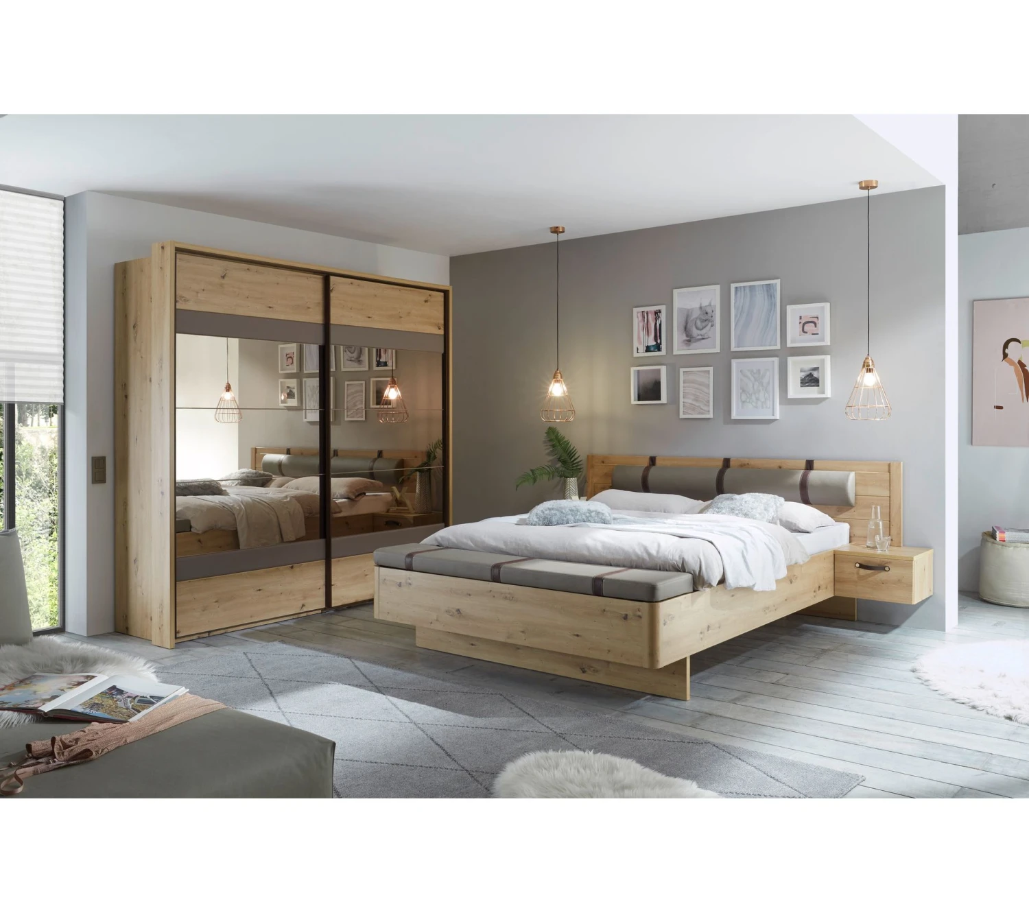 Acheter đ LINEA NATURA Lit 140x190 cm chevets et banc intégrés PRESTIGE imitation chêne artisan â 3 Acheter đ LINEA NATURA Lit 140x190 cm chevets et banc intégrés PRESTIGE imitation chêne artisan â