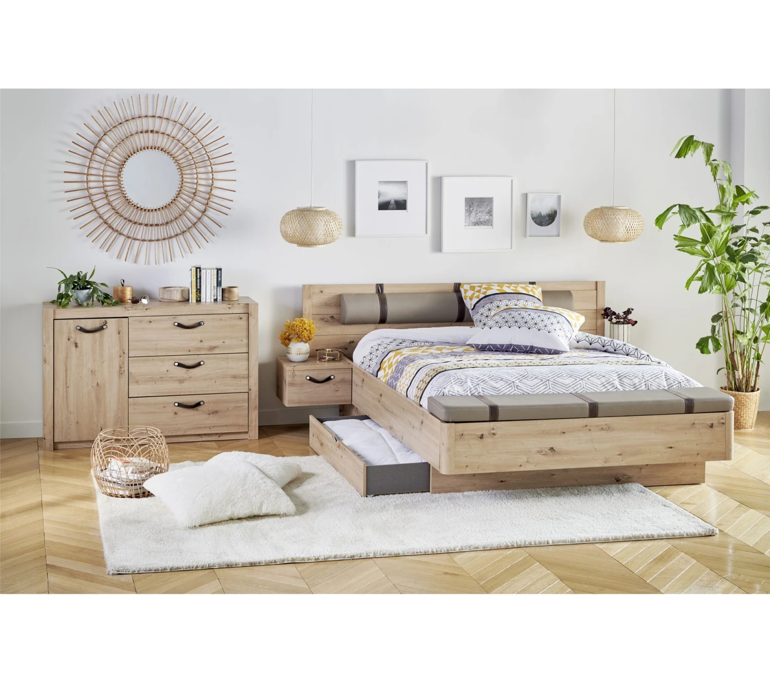 Acheter đ LINEA NATURA Lit 140x190 cm chevets et banc intégrés PRESTIGE imitation chêne artisan â 13 Acheter đ LINEA NATURA Lit 140x190 cm chevets et banc intégrés PRESTIGE imitation chêne artisan â â Image 11