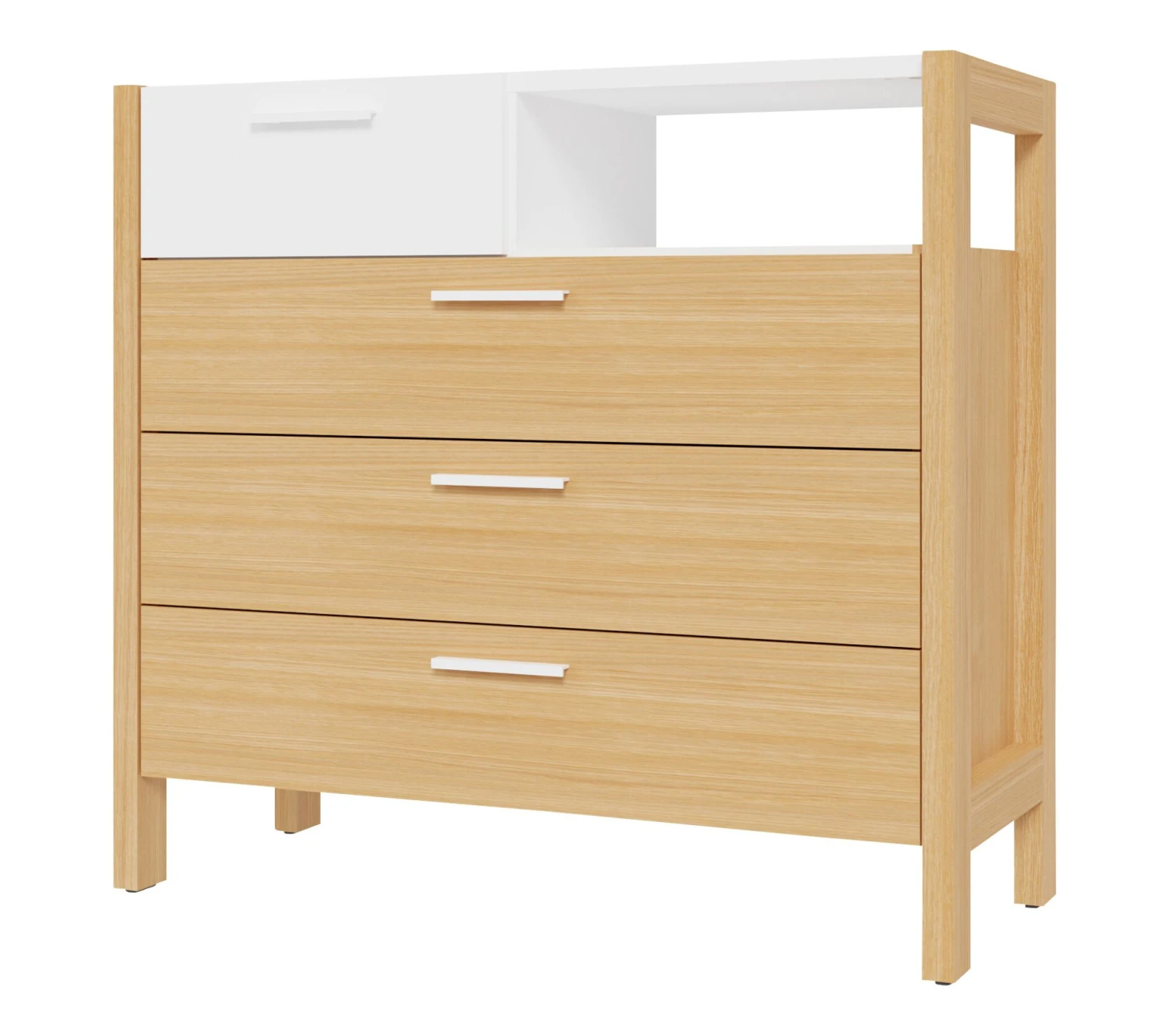 Nouveau ⌛ LINEA NATURA Commode 4 tiroirs OMBRONE blanc et imitation chêne ⌛ 7 Nouveau ⌛ LINEA NATURA Commode 4 tiroirs OMBRONE blanc et imitation chêne ⌛ – Image 5