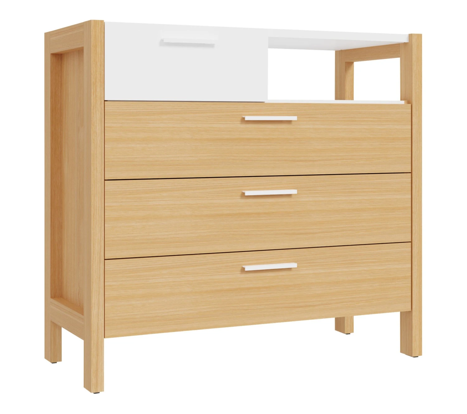 Nouveau ⌛ LINEA NATURA Commode 4 tiroirs OMBRONE blanc et imitation chêne ⌛ 5 Nouveau ⌛ LINEA NATURA Commode 4 tiroirs OMBRONE blanc et imitation chêne ⌛ – Image 3