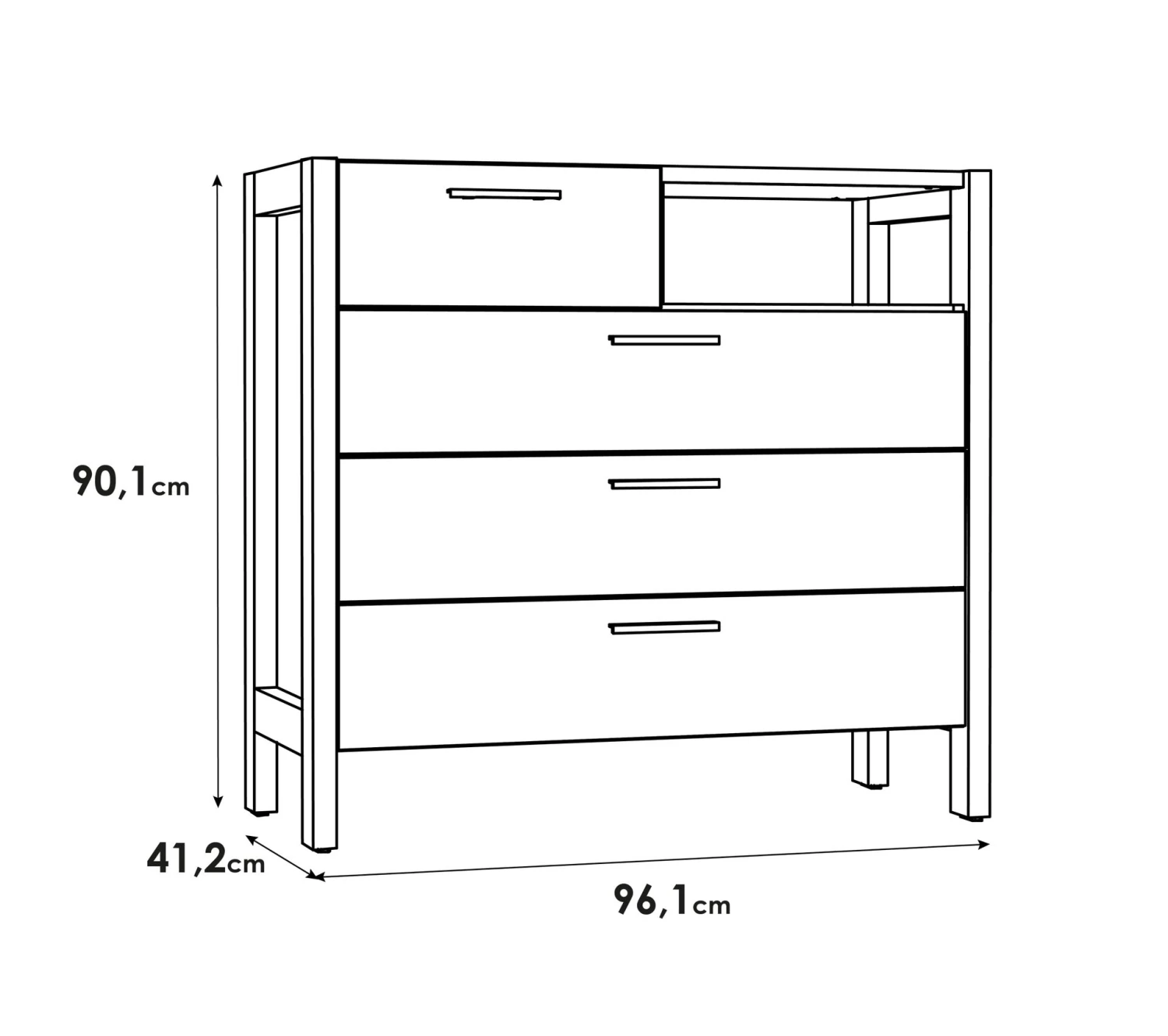 Nouveau ⌛ LINEA NATURA Commode 4 tiroirs OMBRONE blanc et imitation chêne ⌛ 12 Nouveau ⌛ LINEA NATURA Commode 4 tiroirs OMBRONE blanc et imitation chêne ⌛ – Image 10