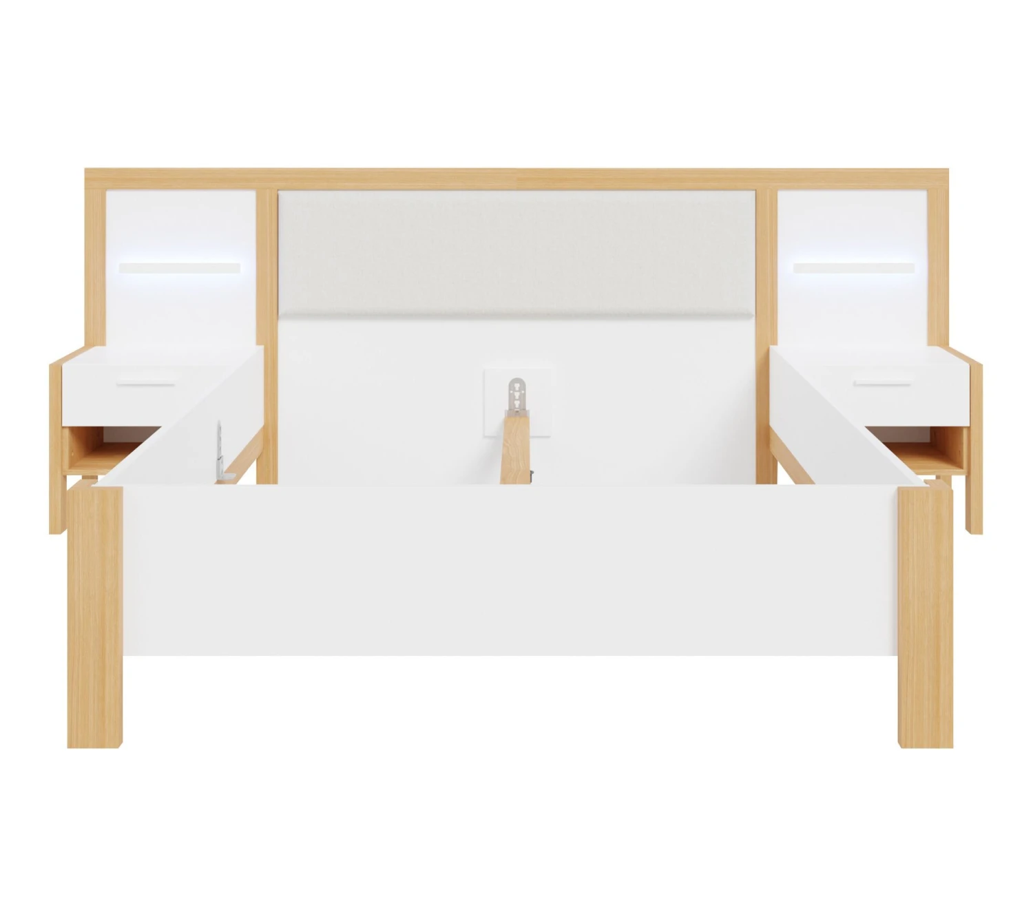 Meilleure affaire 👍 LINEA NATURA Lit 140x190 cm chevets et LED intégrés OMBRONE blanc et imitation chêne ✔️ 4 Meilleure affaire 👍 LINEA NATURA Lit 140x190 cm chevets et LED intégrés OMBRONE blanc et imitation chêne ✔️ – Image 2