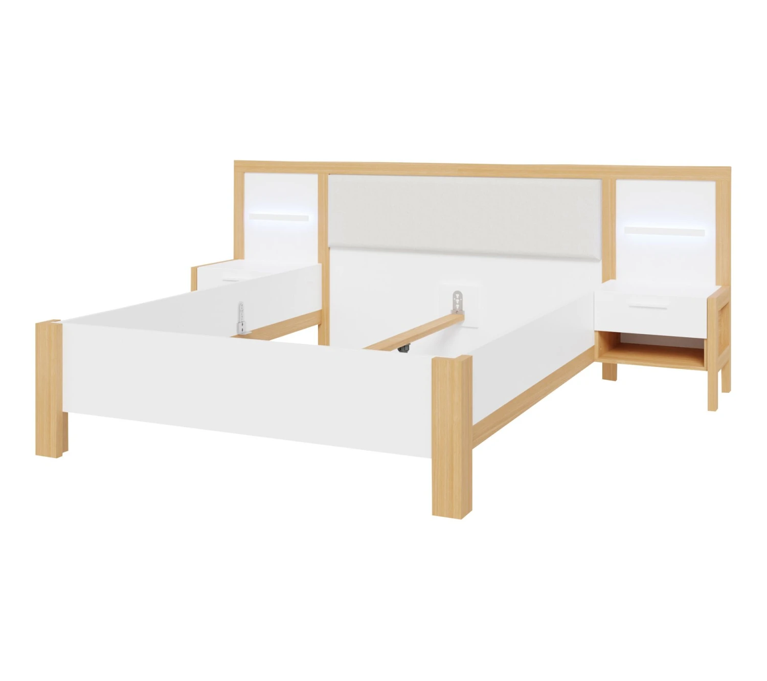 Meilleure affaire 👍 LINEA NATURA Lit 140x190 cm chevets et LED intégrés OMBRONE blanc et imitation chêne ✔️ 7 Meilleure affaire 👍 LINEA NATURA Lit 140x190 cm chevets et LED intégrés OMBRONE blanc et imitation chêne ✔️ – Image 5