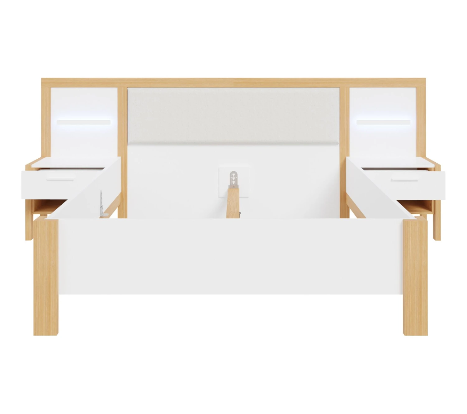 Meilleure affaire 👍 LINEA NATURA Lit 140x190 cm chevets et LED intégrés OMBRONE blanc et imitation chêne ✔️ 6 Meilleure affaire 👍 LINEA NATURA Lit 140x190 cm chevets et LED intégrés OMBRONE blanc et imitation chêne ✔️ – Image 4