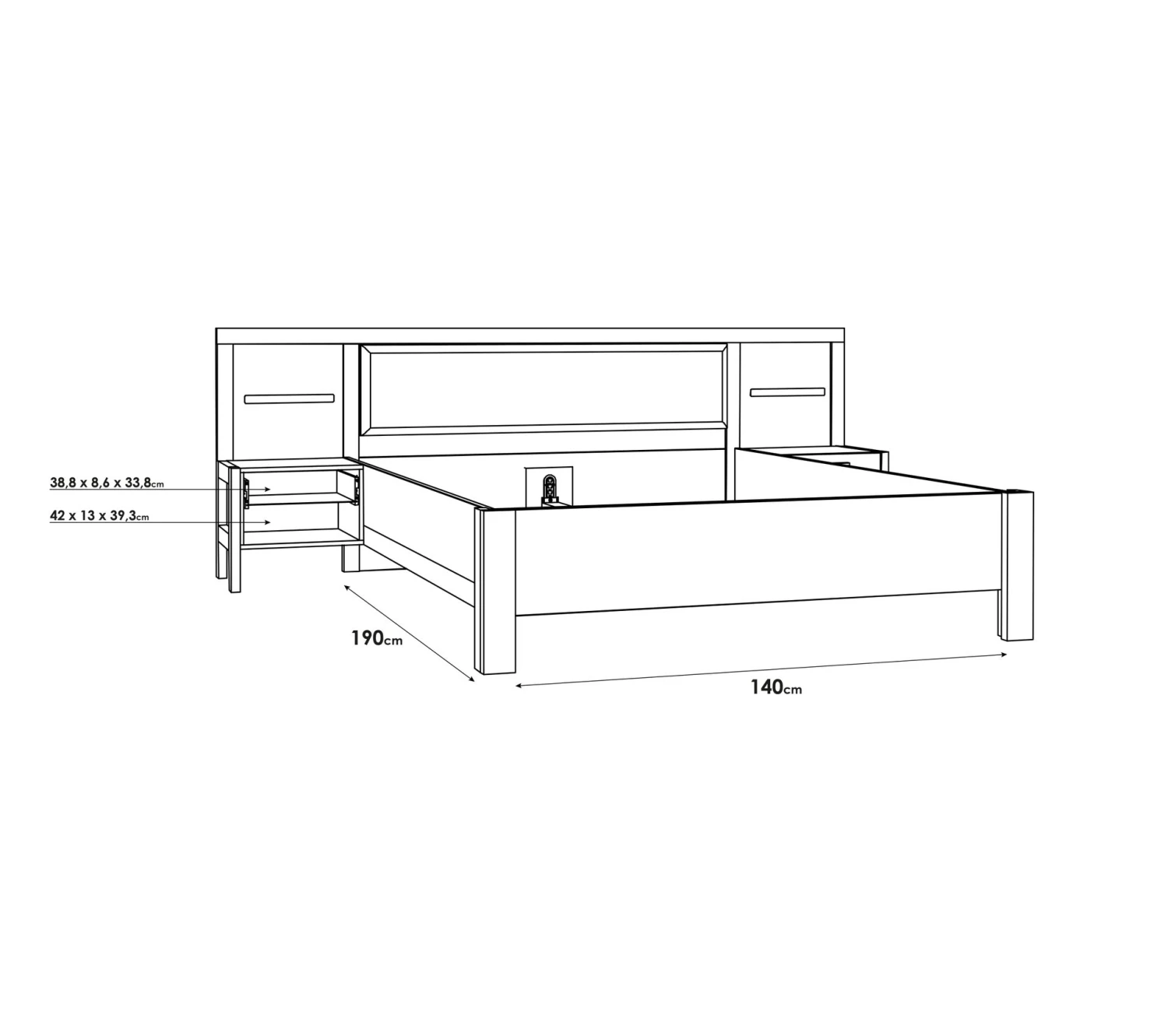 Meilleure affaire 👍 LINEA NATURA Lit 140x190 cm chevets et LED intégrés OMBRONE blanc et imitation chêne ✔️ 12 Meilleure affaire 👍 LINEA NATURA Lit 140x190 cm chevets et LED intégrés OMBRONE blanc et imitation chêne ✔️ – Image 10