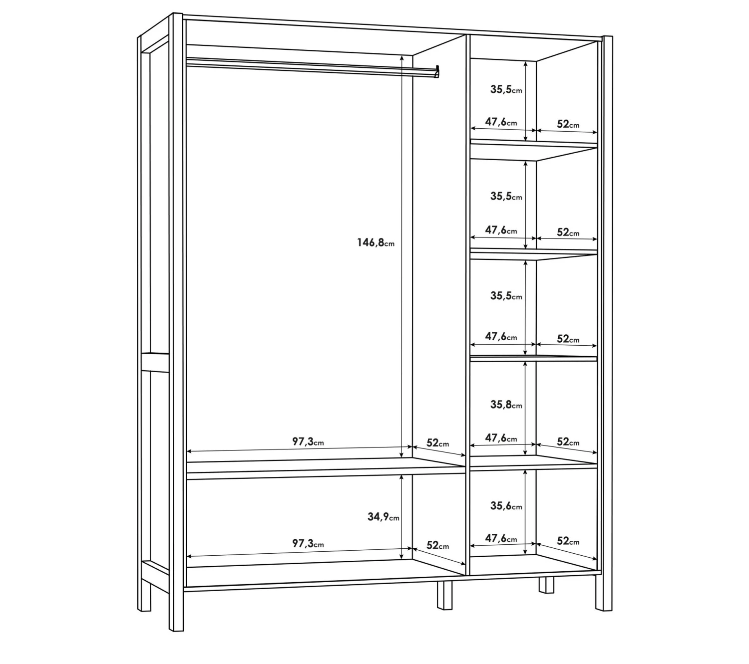 Grosses soldes ❤️ LINEA NATURA Armoire 3 portes battante OMBRONE blanc et imitation chêne ⌛ 11 Grosses soldes ❤️ LINEA NATURA Armoire 3 portes battante OMBRONE blanc et imitation chêne ⌛ – Image 9