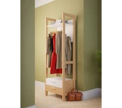 Nouveau 🔔 LINEA NATURA Penderie OMBRONE blanc et imitation chêne ⭐