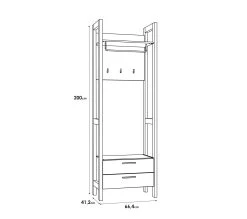 Nouveau 🔔 LINEA NATURA Penderie OMBRONE blanc et imitation chêne ⭐ -Linea Natura Soldes Boutique 5904767834050 Z1