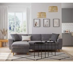 Bon marché ✨ LINEA NATURA Canapé dangle convertible méridienne réversible LAGO tissu Bella gris souris 🤩