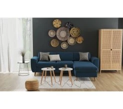 Promo ✔️ LINEA NATURA Canapé dangle convertible méridienne réversible LAGO tissu Malmo bleu 81 ✨