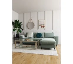 Budget 😉 LINEA NATURA Canapé dangle convertible méridienne réversible LAGO tissu Bergamo lichen pieds noi 💯