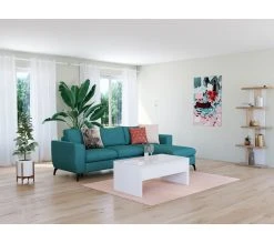 Acheter ✨ LINEA NATURA Canapé dangle convertible méridienne réversible LAGO tissu Bergamo bleu pétrole 86 ✔️